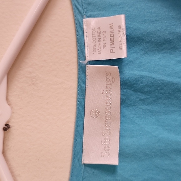 Soft Surroundings Blue Quilted Tunic Top Pullover Dress, Double Slits Cotton MP - Picture 11 of 13